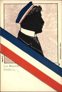 Heidelberg Germany Corps Cps Rhenania Silhouette Student & Colors Postcard