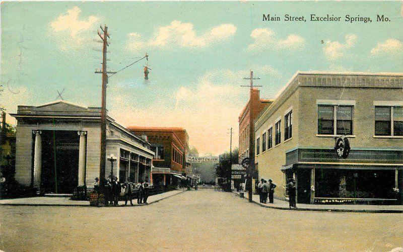 Excelsior Springs Missouri Main Street 1910 Postcard 13353