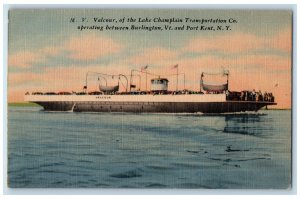 c1940 M.V. Valcour Lake Champlain Transportation Burlington Port Kent Postcard