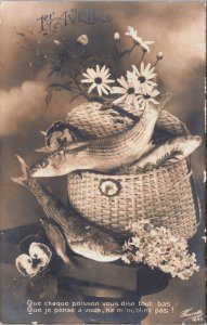 French April First Fish Vintage RPPC C121