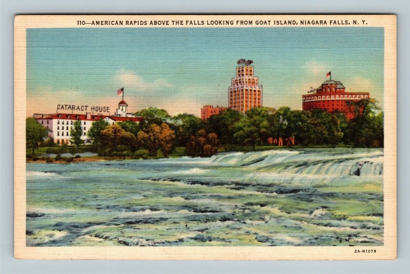 Niagara Falls, American Rapids, Cataract House, Hotel, Linen New York Postcard