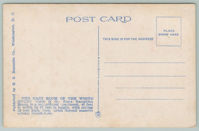 Washington DC~East Room White House~1920s Postcard