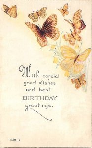 Birthday Greetings Butterfly 1921 yellowing from age