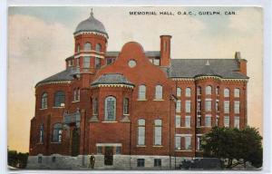 Memorial Hall OAC University Guelph Ontario Canada 1910 postcard