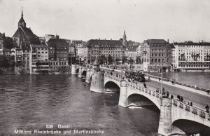 Switzerland Bael Mittlere Rheinbruecke und Martinskirche 1960 Photo