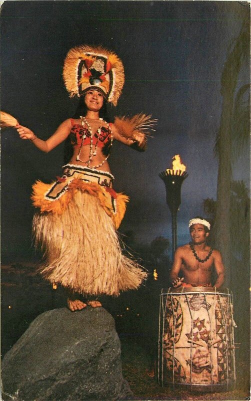 Postcard  1970s Florida Disney World Tiki Hula Dancer Night amusement 22-13273