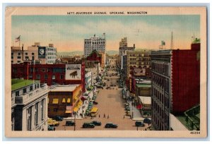 Spokane Washington Postcard Riverside Avenue Exterior View c1942 Vintage Antique