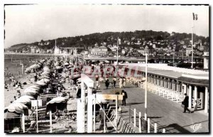 Old Postcard Deauville flowered beach view & # 39ensemble on the beach and th...