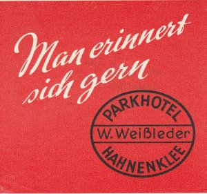 Germany Hahnenklee Parkhotel Vintage Luggage Label sk2306