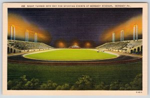 Hershey Pennsylvania~Stadium Night Lights~Live Event~Full Grandstand~1940s Linen