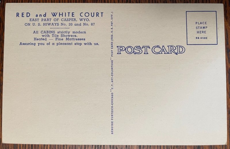 Vintage Postcard 1948 Red & White Court, Casper, Wyoming (WY)