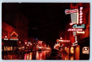 c1955 Eugene Oregon OR Vintage Postcard Willamette Street Night Store Building