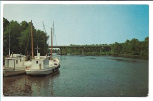 Pokomoke City, MD - River with US Highway 13 Bridge in the Distance