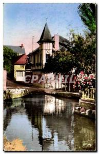 Old Postcard Veules les Roses L reflections trough