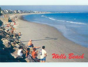 Unused 1980's BEACH SCENE Wells Beach - Near Kennebunkport Maine ME G5506