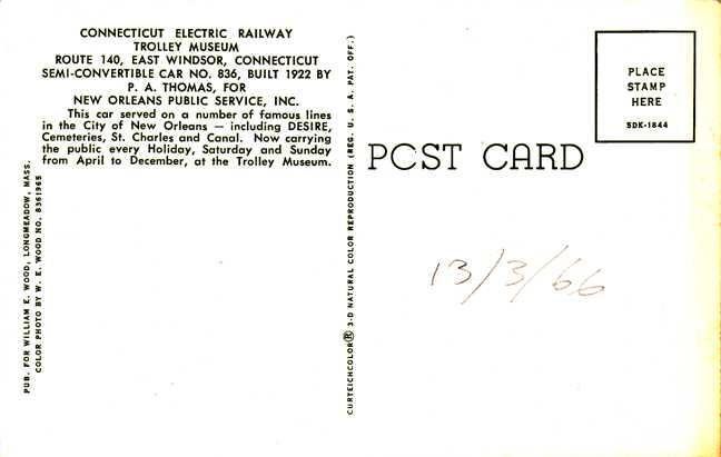 Car #836 Built 1922 - Trolley Museum, East Windsor, Connecticut