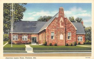 Florence, Alabama AL    AMERICAN LEGION HOME   ca1940's Curteich Linen Postcard