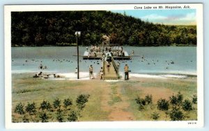 MT. MAGAZINE, Arkansas AR ~ COVE LAKE Pier and Swimmers ca 1940s Postcard