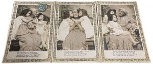 Serie 3 antique postcards nieces who love their grandmother greetings 1907 