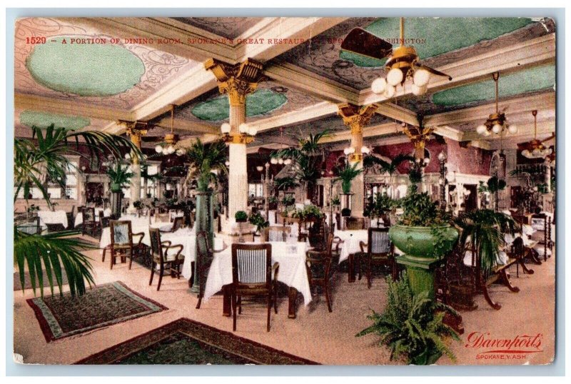 Spokane Washington Postcard Portion Dining Room Greatest Restaurant 1910 Vintage