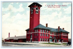 1913 C & N W Passenger Station Depot Sioux City Iowa IA Posted Antique Postcard
