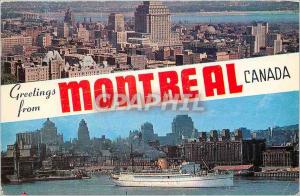 Modern Postcard Greetings from Montreal Canada Montreal business section as s...