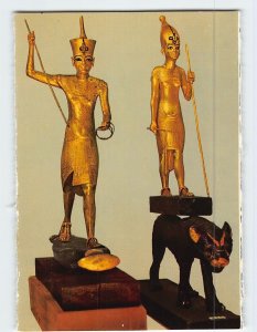 Postcard Gold Statuettes Tutankhamen's Treasures Egyptian Museum Cairo Egypt