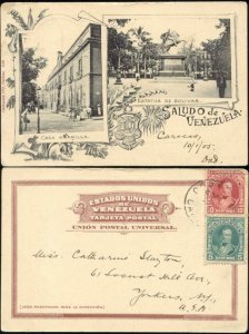 venezuela, CARACAS, Casa Amarilla, Estatua de Bolivar (1905) Stamps