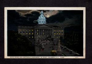 SC State House Night View Moon Columbia South Carolina Postcard