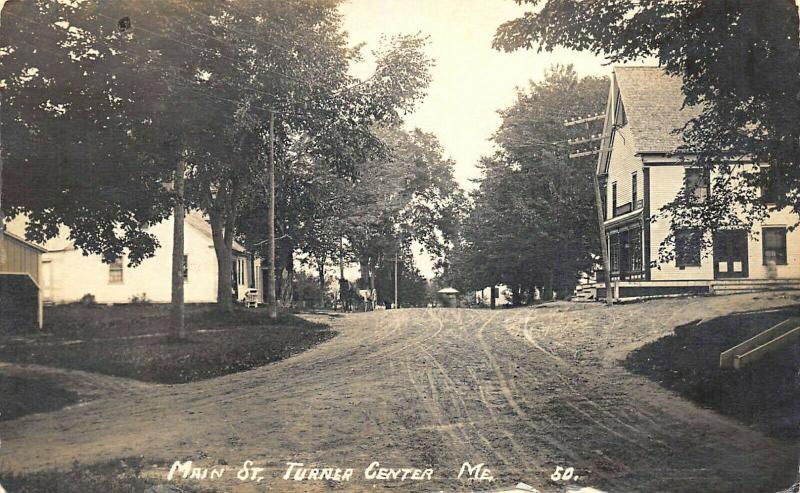 Turner Center ME Dirt Main Street General Store Real Photo Postcard