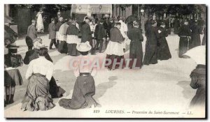 Old Postcard Lourdes Blessed Sacrament Procession