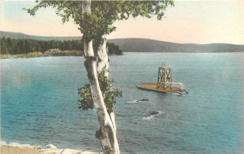 Postcard Maine Rangeley Lakes Lake Hotel hand colored Albertype 1920s 23-6107 