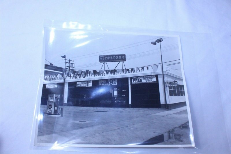 Vintage 1950's Black & White Original Photo Firestone Station on Fotorite - A