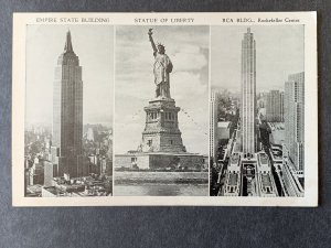 Empire State Bldg Statue Of Liberty RCA Bldg NYC NY Chrome Postcard H1180085749