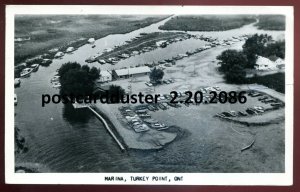 h4037 - TURKEY POINT Ontario 1940s Marina Aerial View. Real Photo Postcard