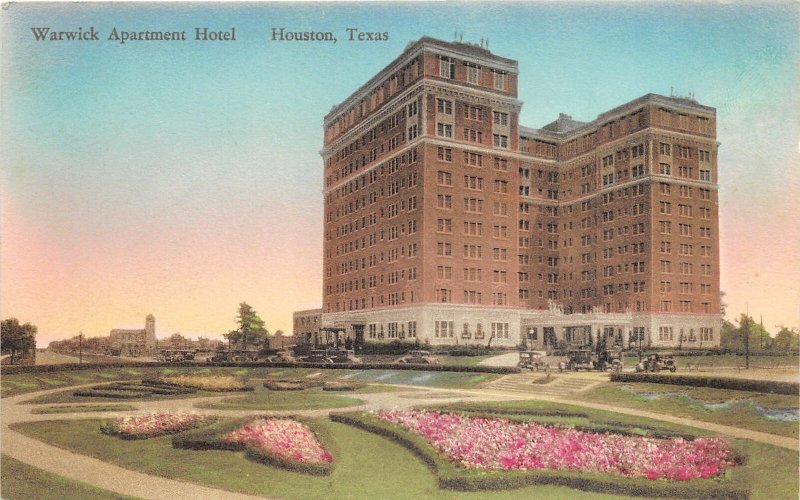 G22/ Houston Texas Postcard c1910 Warwick Apartment Hotel Building