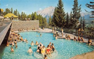 Canadian Rockies Upper Hot Springs Swimming Pool Banff c1960s Vintage Postcard