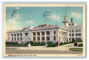 1936 Homestead Building Street View Des Moines Iowa IA Posted Vintage Postcard