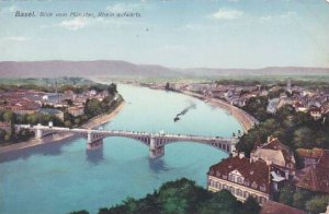 Schweiz Basel Blick vom Muenster Rhein aufwaerts