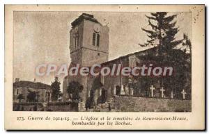 Postcard Old Church And The War Of The Cemetery Rouvrois-sur-Meuse bombarded ...