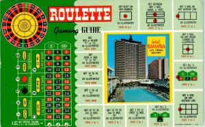 LAS VEGAS, NV Nevada   SAHARA HOTEL & CASINO Roulette Guide c1960s   Postcard