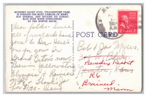 c1954 Postcard WY Morning Glory Pool Yellowstone Park Wyoming 