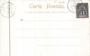 PECHE AU HARPON TAHITI FRENCH OCEANIA STAMP POSTCARD (1907)