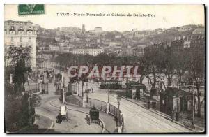 Postcard Old Lyon Perrache and Place Coteau Sainte Foy Tramway