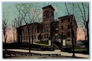 c1910 New High School & Wolf Memorial Gateway Easton Pennsylvania PA Postcard