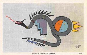 Sacred Water Serpent Native American Art YMCA Springfield MA linen postcard