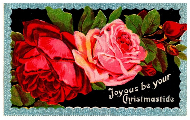 Christmastide , Flowers , Roses  ,  embossed ,