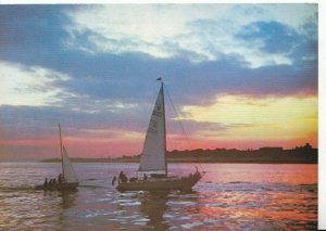 Hampshire Postcard - Sunset Over The Solent, Showing Yachts  9617A