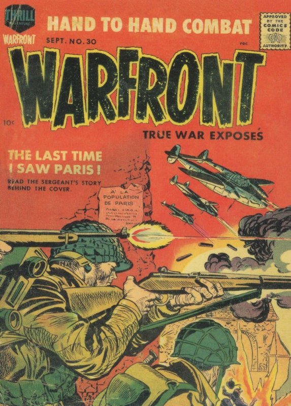 Warfront 1950s Military Comic Book Paris Battle War Postcard