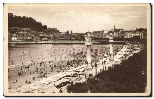 Old Postcard San Sebastian Paseo there Playa de la Concha